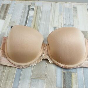 Maidenform Beige Lace strapless Bra Multiway Padded Underwire Push Up 36 C